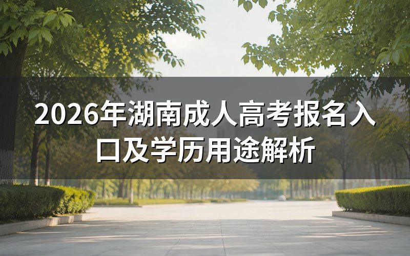 2026年湖南成考报名方式