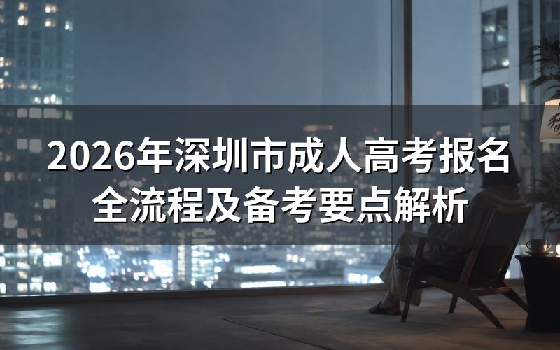 2026年深圳成考报名流程