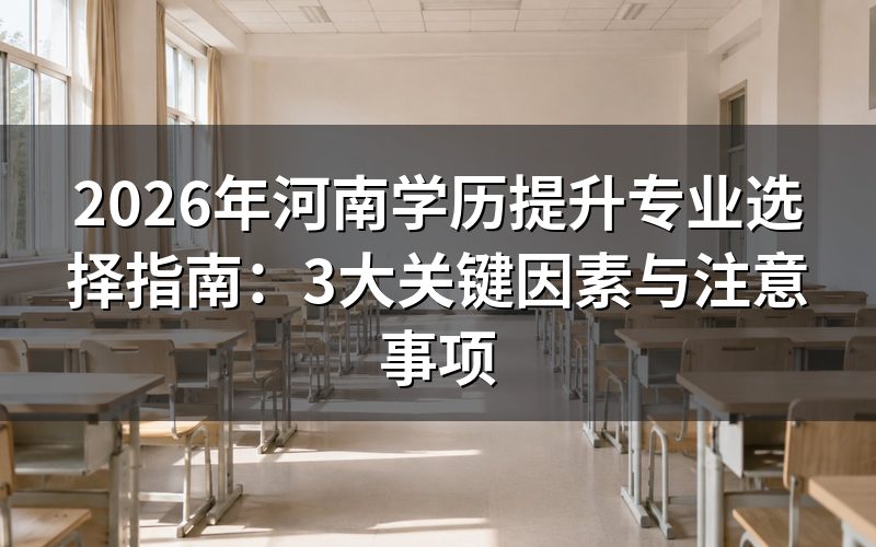 2026年河南学历提升专业选择三大原则