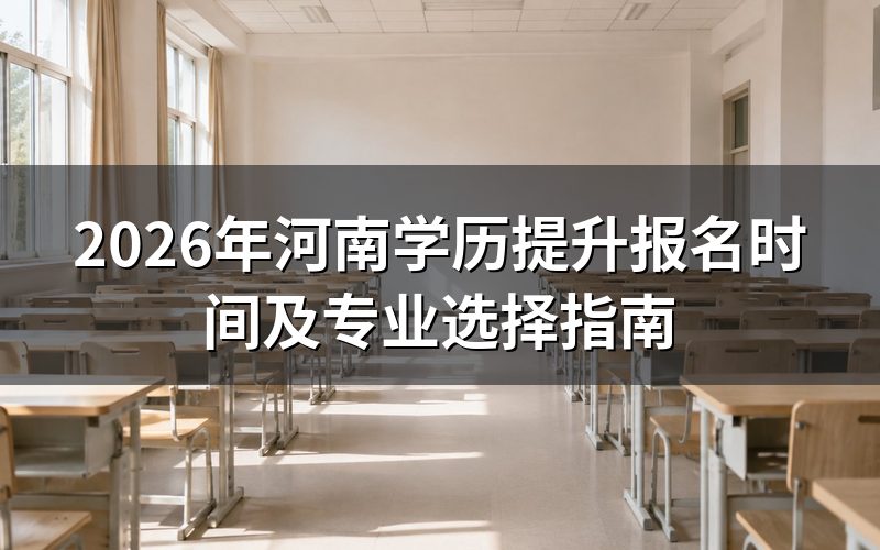 2026年河南学历提升报名时间
