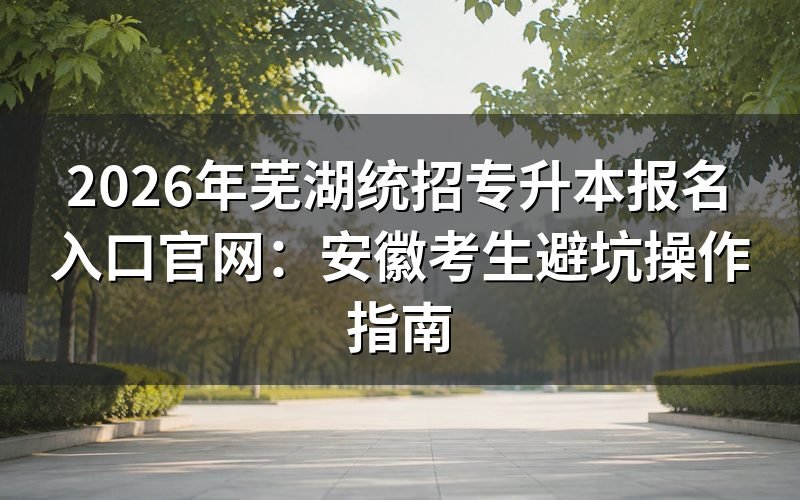 2026年芜湖专升本报名入口与政策解读