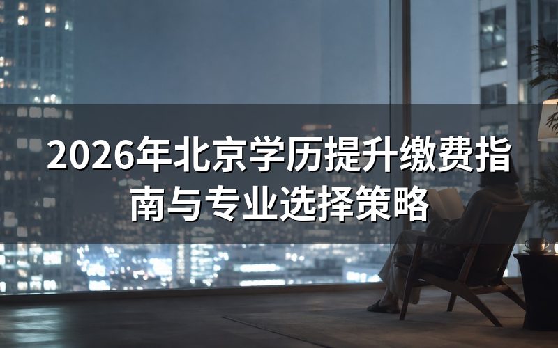 2026年北京学历提升缴费方式