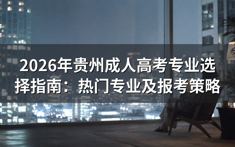 贵州成人高考专业类别概览