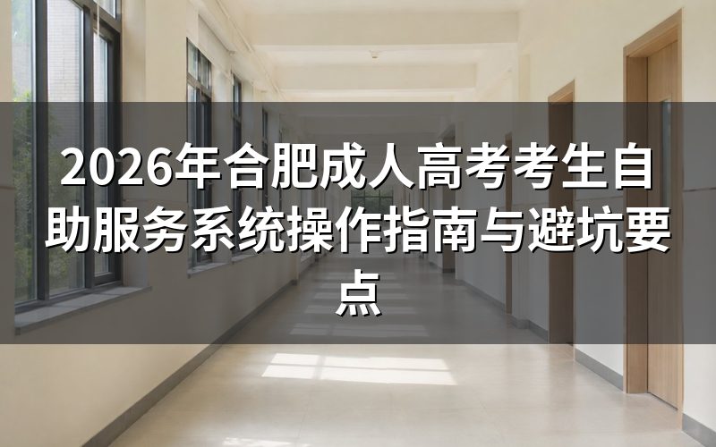 2026年合肥成考报名避坑指南