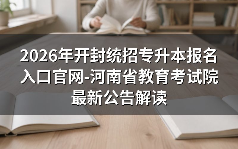 2026年开封专升本报名入口官方政策解读