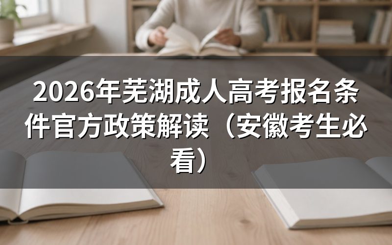 2026年芜湖成人高考报名条件官方规定细则