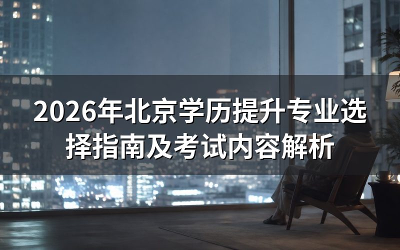 2026年北京学历提升专业选择策略