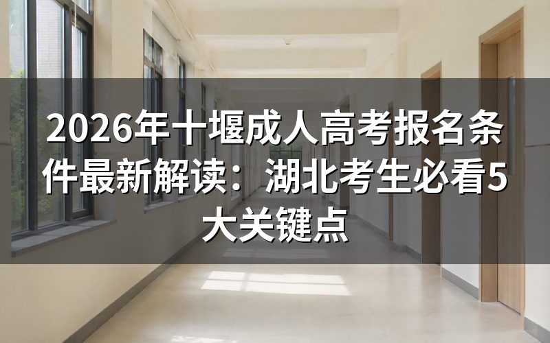 2026年十堰成人高考报名政策详解