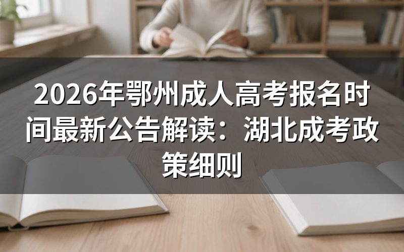 2026年鄂州成人高考报名时间官方通报