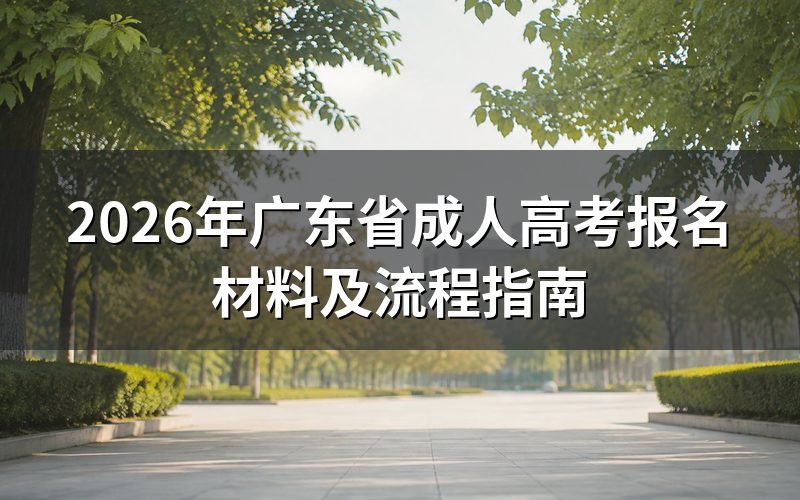 2026年广东省成人高考报名材料清单