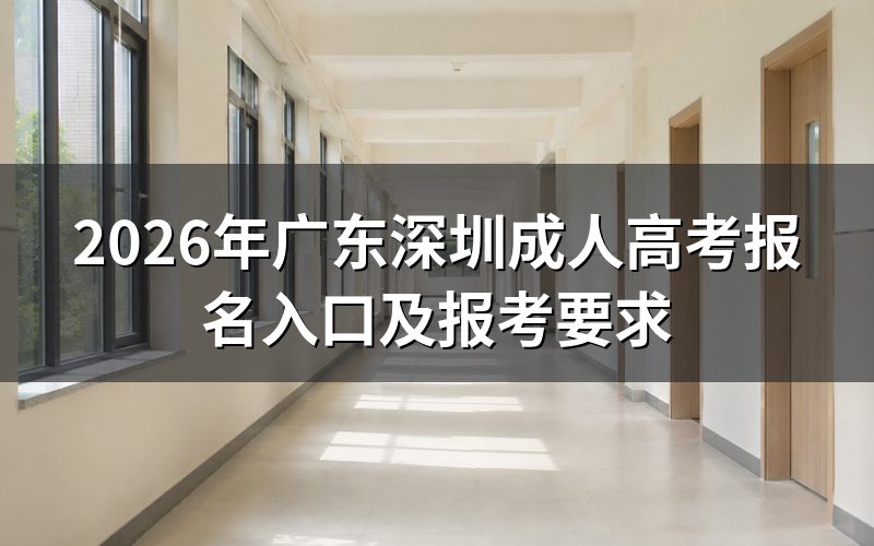 2026广东深圳成人高考报名入口