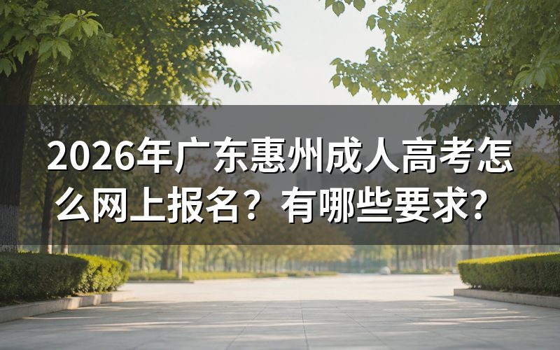 2026年广东惠州成人高考怎么网上报名