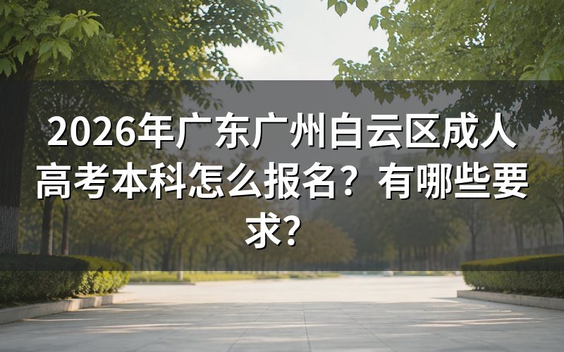 2026年广东广州白云区成人高考本科怎么报名