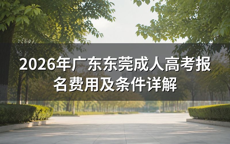 2026年广东东莞成人高考报名费用