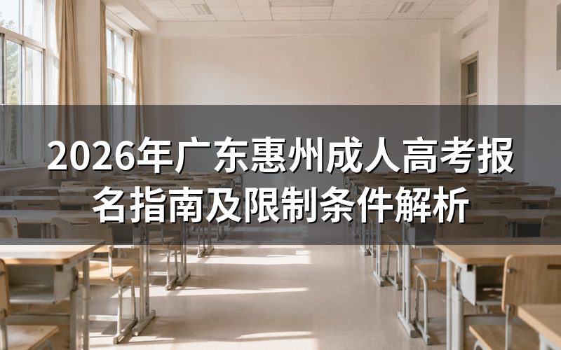 2026广东惠州成人高考怎么报名