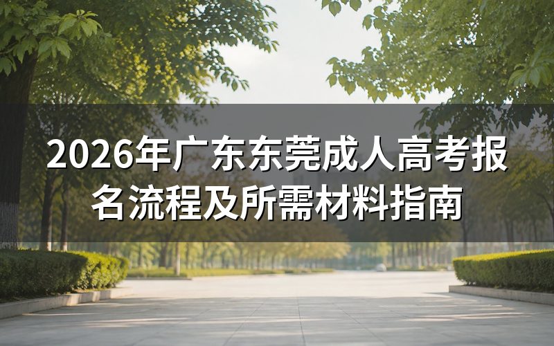 2026广东东莞成人高考报名流程