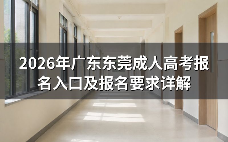 2026年广东东莞成人高考报名入口