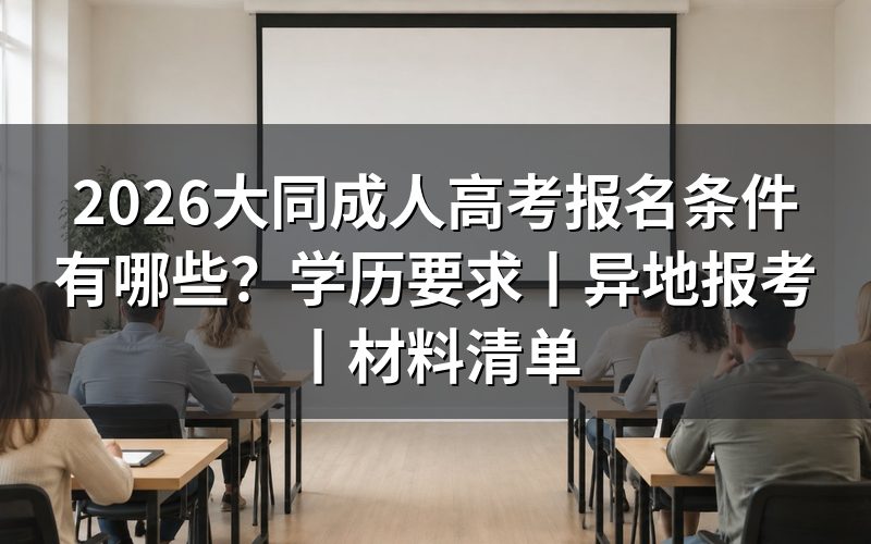2026大同成人高考报名条件