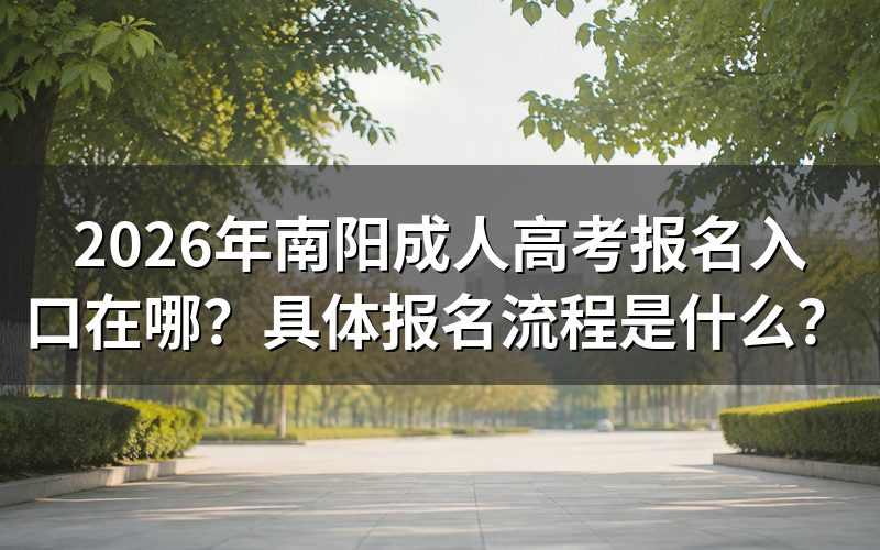 2026年南阳成人高考网上报名流程
