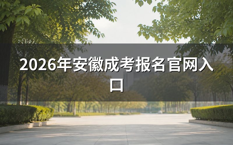 2026年安徽成考报名官网入口一览