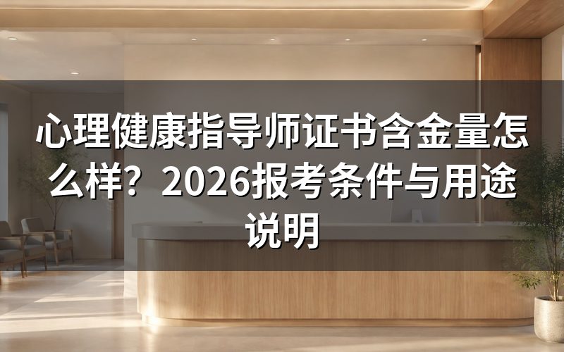 心理健康指导师证书含金量到底怎么样?