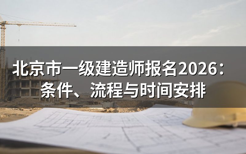2026年北京市一级建造师报名时间与入口在哪？
