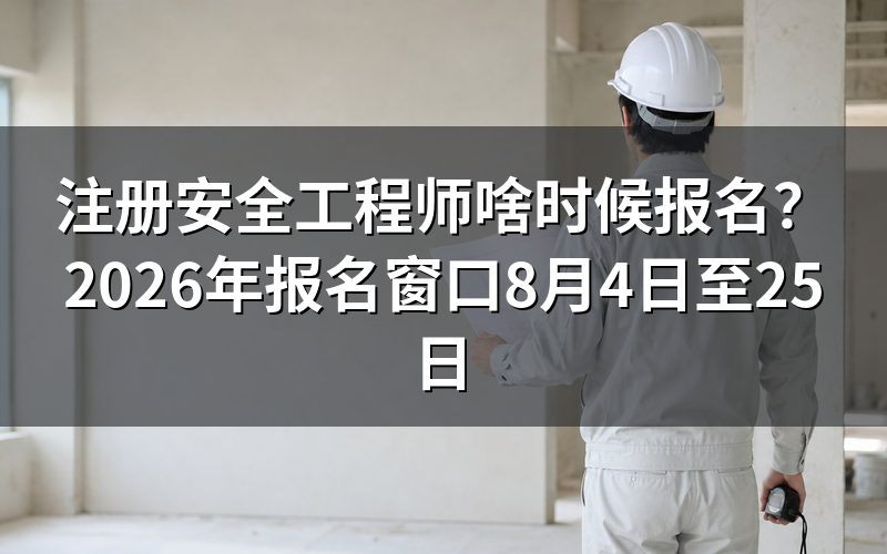注册安全工程师2026年报名和考试具体是什么时候?