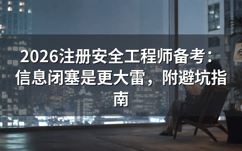 为什么信息闭塞是注安备考的更大雷？