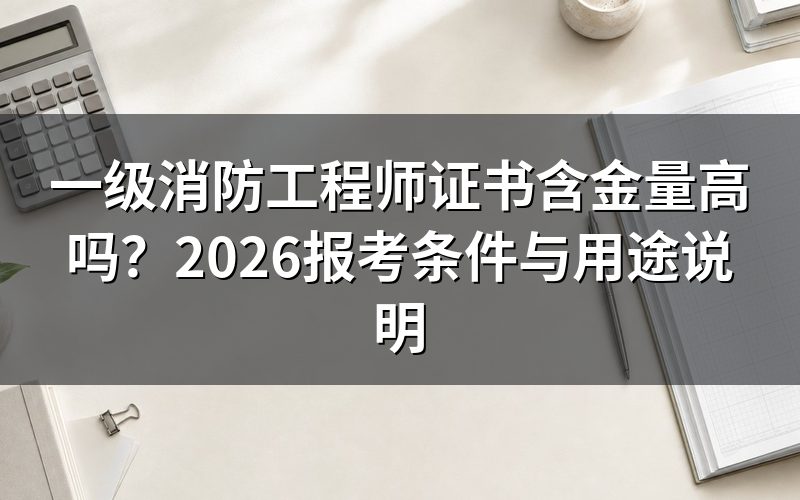一级消防工程师证书含金量高吗?