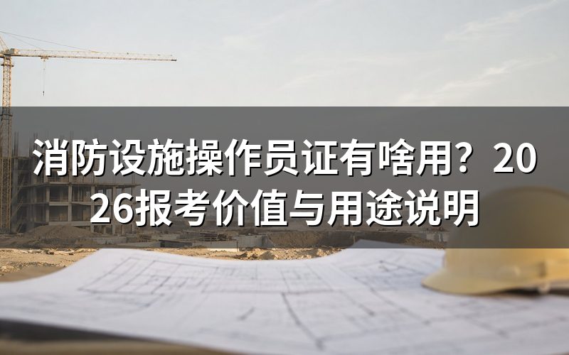 消防设施操作员证到底有啥用?