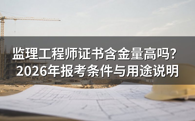 监理工程师证书含金量到底高不高？