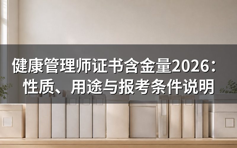 健康管理师证书现在是什么性质?含金量怎么判断?