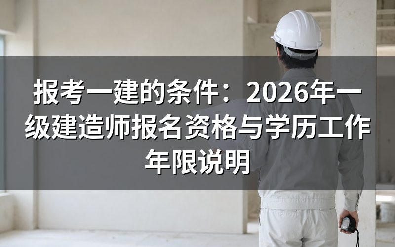 2026年一级建造师报考条件是什么?