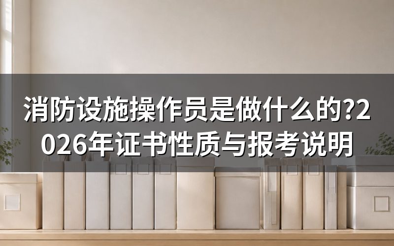 消防设施操作员证是干什么用的