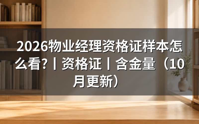 物业经理资格证，样本上的名称怎么认