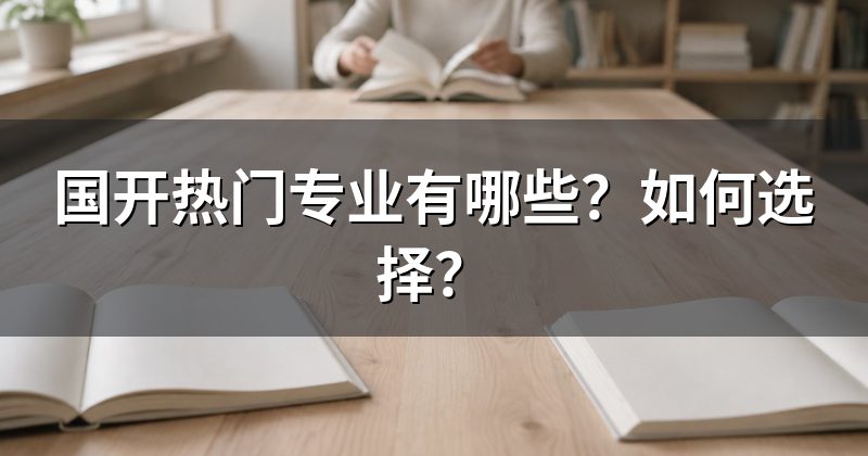 国开热门专业有哪些？如何选择？