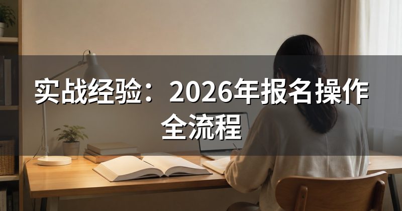 实战经验:2026年报名操作全流程