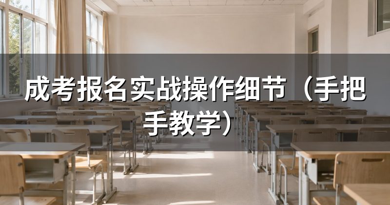 成考报名实战操作细节（手把手教学）