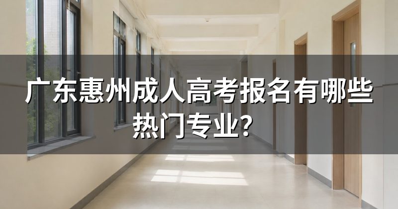 广东惠州成人高考报名有哪些热门专业？