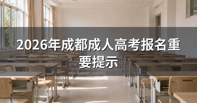 2026年成都成人高考报名重要提示