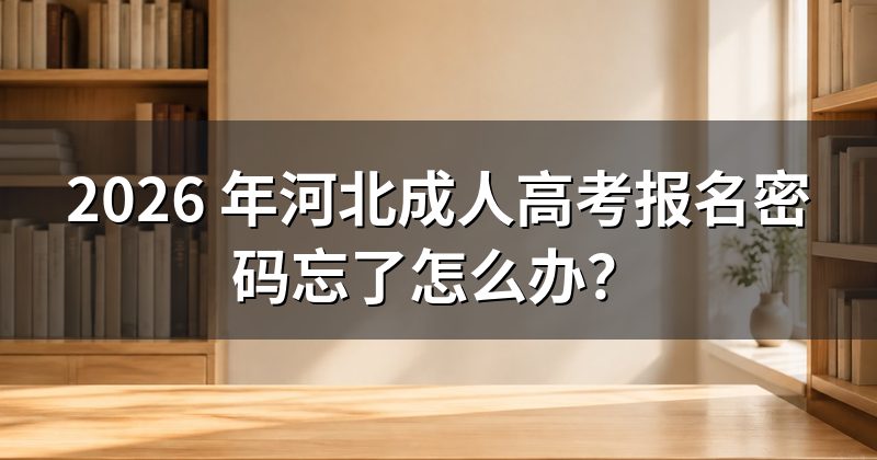 2026 年河北成人高考报名密码忘了怎么办？