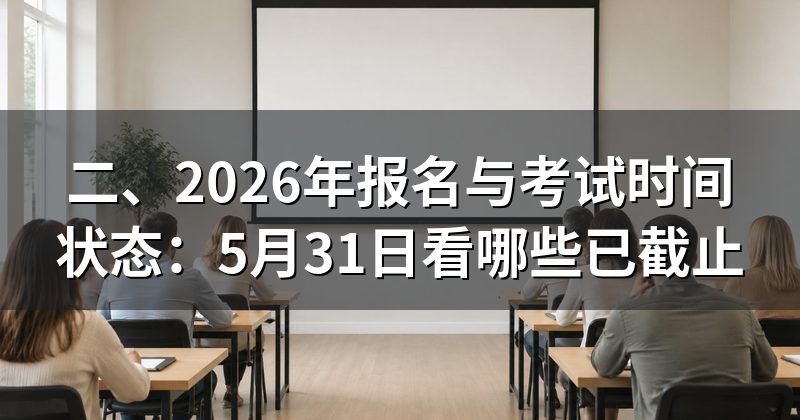 二、2026年报名与考试时间状态:5月31日看哪些已截止