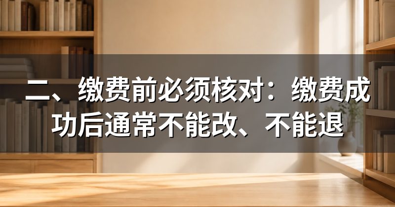 二、缴费前必须核对:缴费成功后通常不能改、不能退