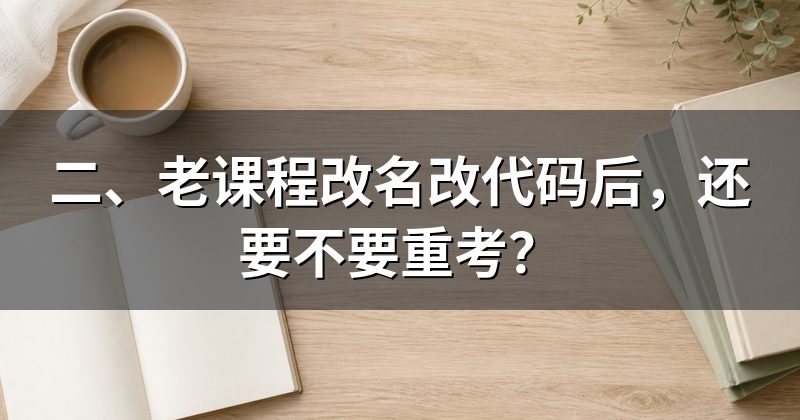 二、老课程改名改代码后,还要不要重考?