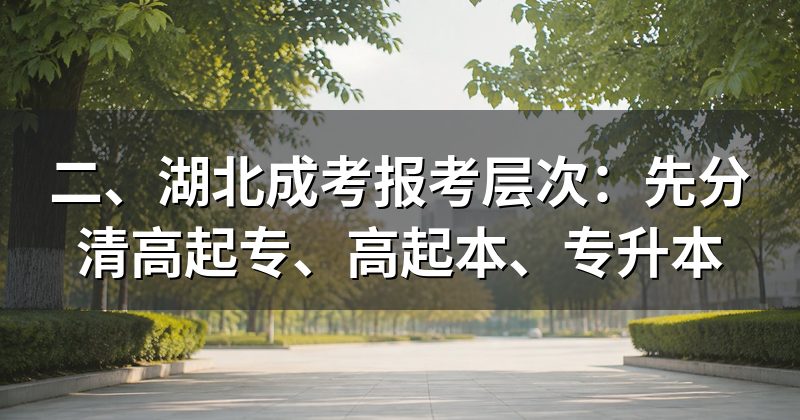 二、湖北成考报考层次：先分清高起专、高起本、专升本