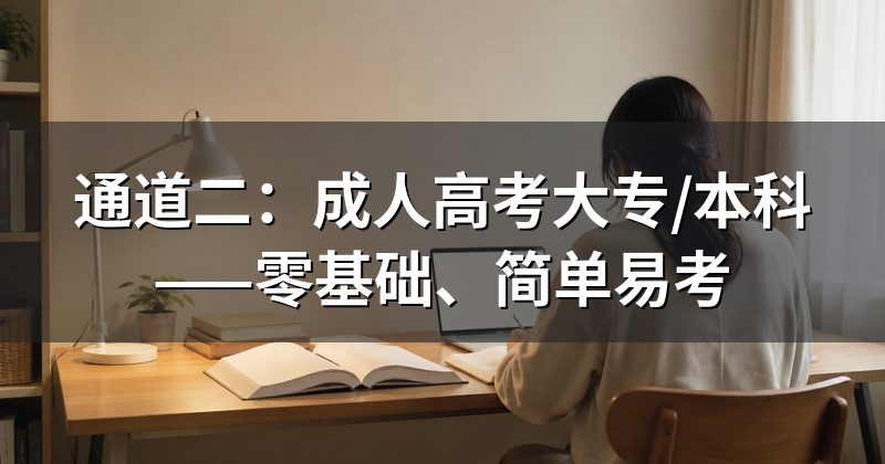 通道二:成人高考大专/本科——零基础、简单易考