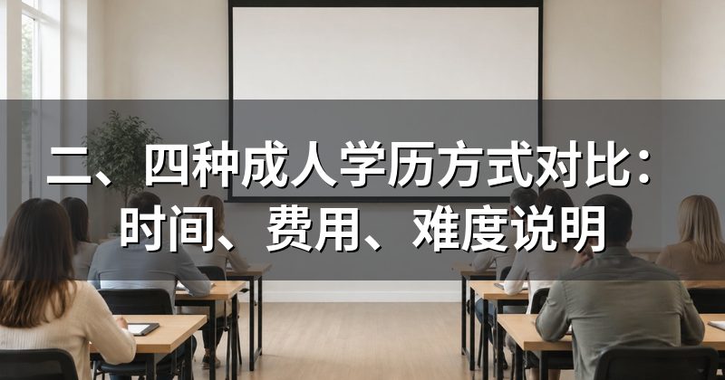 二、四种成人学历方式对比：时间、费用、难度说明