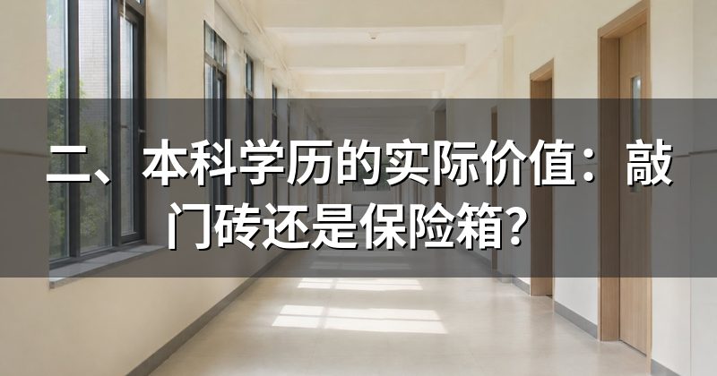 二、本科学历的实际价值：敲门砖还是保险箱？