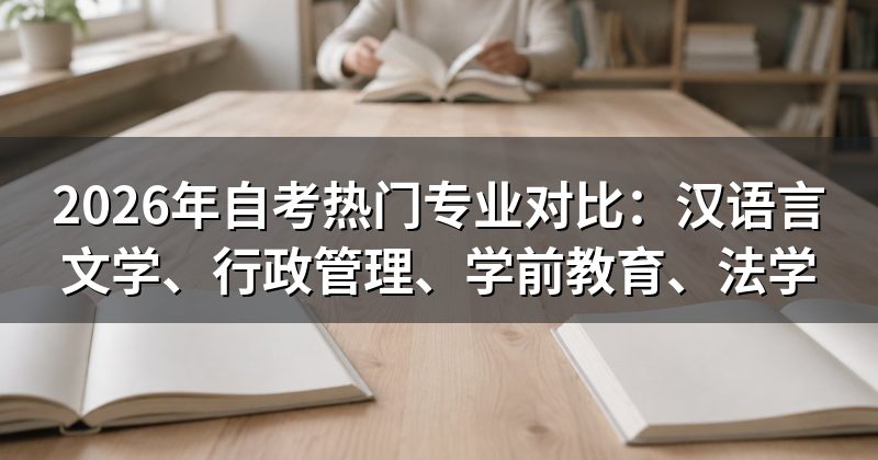 2026年自考热门专业对比:汉语言文学、行政管理、学前教育、法学