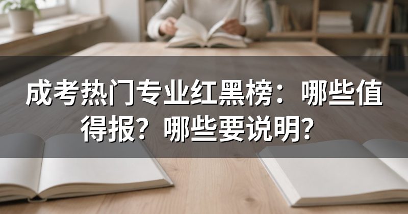 成考热门专业红黑榜:哪些值得报?哪些要说明?